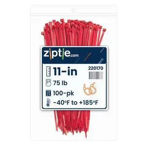 11-Inch Red Nylon Multi-Purpose Zip Ties - 75-lb Tensile Strength Cord Management - UL 21S Listed Tie Wraps - Indoor Multi-Purpose (100-Pack) 11-Inch Red Nylon Multi-Purpose Zip Ties - 75-lb Tensile Strength Cord Management - UL 21S Listed Tie Wraps - Indoor Multi-Purpose (100-Pack)