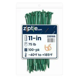 11-Inch Dark Green Nylon Multi-Purpose Zip Ties - 75-lb Tensile Strength Cord Management - UL 21S Listed Tie Wraps - Indoor Multi-Purpose (100-Pack) 11-Inch Dark Green Nylon Multi-Purpose Zip Ties - 75-lb Tensile Strength Cord Management - UL 21S Listed Tie Wraps - Indoor Multi-Purpose (100-Pack)