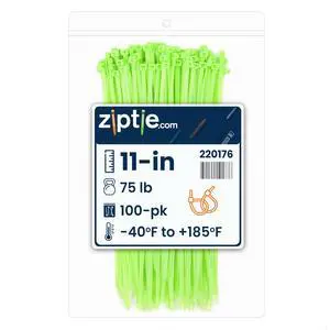 11-Inch Fluorescent Green Nylon Multi-Purpose Zip Ties - 75-lb Tensile Strength Cord Management - UL 21S Listed Tie Wraps - Indoor Multi-Purpose (100-Pack) 11-Inch Fluorescent Green Nylon Multi-Purpose Zip Ties - 75-lb Tensile Strength Cord Management - UL 21S Listed Tie Wraps - Indoor Multi-Purpose (100-Pack)