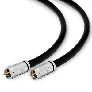 RG6 Quad Shield Coaxial Cable F Connector 18 AWG 3GHZ 75 Ohm Sat TV (25FT, Black) 33007 RG6 Quad Shield Coaxial Cable F Connector 18 AWG 3GHZ 75 Ohm Sat TV (25FT, Black) 33007