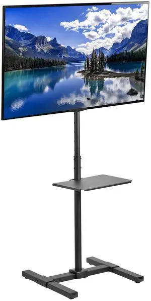 Black TV Floor Stand w/Shelf for 13 to 50 inch Screens, STAND-TV07-S | Adjustable TV Stand with Storage for LCD LED OLED 4K Smart Flat and Curved Monitor Panels, Max VESA 200x200, Holds 44 lbs Black TV Floor Stand w/Shelf for 13 to 50 inch Screens, STAND-TV07-S | Adjustable TV Stand with Storage for LCD LED OLED 4K Smart Flat and Curved Monitor Panels, Max VESA 200x200, Holds 44 lbs