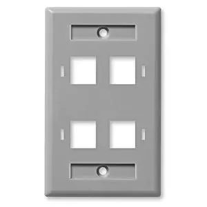 Keystone Jack Wall Plate 4-Port, Low Profile, Single Gang, Gray, 10-Pack Keystone Jack Wall Plate 4-Port, Low Profile, Single Gang, Gray, 10-Pack