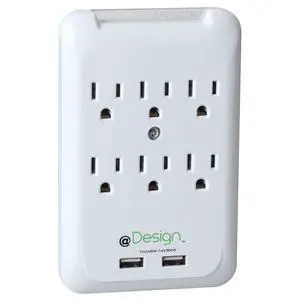 6-Outlet 2-USB Surge Protector Wall Tap 6-Outlet 2-USB Surge Protector Wall Tap