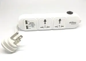 SM-80USB 110v/220v Universal Power Strip with USB Compact and 2 Universal AC Outlets SM-80USB 110v/220v Universal Power Strip with USB Compact and 2 Universal AC Outlets