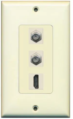 1 Port HDMI 2 Port Coax Cable TV- F-Type Decorative Wall Plate - Light Almond 1 Port HDMI 2 Port Coax Cable TV- F-Type Decorative Wall Plate - Light Almond