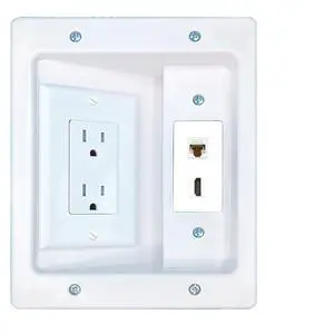 CAT6 HDMI Recessed Wall Plate Cable Concealer Management Kit with Power Outlet Hides Cords and Cables CAT6 HDMI Recessed Wall Plate Cable Concealer Management Kit with Power Outlet Hides Cords and Cables