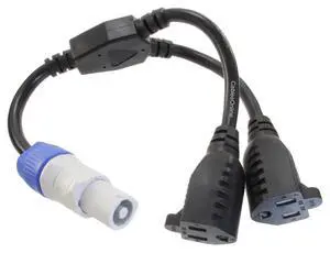 CablesOnline, 2-Way 14-inches 16AWG Stage Lighting Fixture Gray Power-Out Connector to 2X NEMA 5-15R Female Power Y-Splitter Adapter Cable, PC-KY201 CablesOnline, 2-Way 14-inches 16AWG Stage Lighting Fixture Gray Power-Out Connector to 2X NEMA 5-15R Female Power Y-Splitter Adapter Cable, PC-KY201
