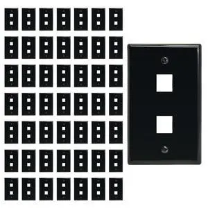 2 Port Keystone Jack Wall Plate with Smooth Face (50-Pack, Black) 2 Port Keystone Jack Wall Plate with Smooth Face (50-Pack, Black)