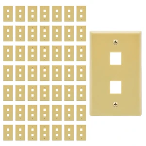 2 Port Keystone Jack Wall Plate with Smooth Face (50-Pack, Ivory) 2 Port Keystone Jack Wall Plate with Smooth Face (50-Pack, Ivory)