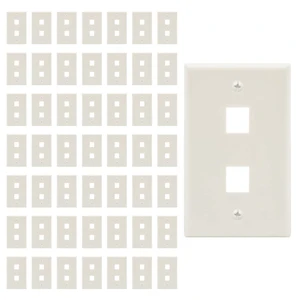 2 Port Keystone Jack Wall Plate with Smooth Face (50-Pack, White) 2 Port Keystone Jack Wall Plate with Smooth Face (50-Pack, White)