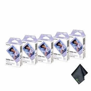 INSTAX MINI Soft Lavender Film 50 Exposures Bundle | For Instant Photos, Scrapbooks & Sharing | Includes Cleaning Cloth INSTAX MINI Soft Lavender Film 50 Exposures Bundle | For Instant Photos, Scrapbooks & Sharing | Includes Cleaning Cloth