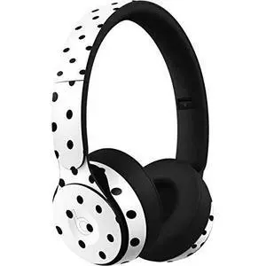 Decal Audio Skin Compatible with Beats Solo Pro - White and Black Polka Dots Design Decal Audio Skin Compatible with Beats Solo Pro - White and Black Polka Dots Design