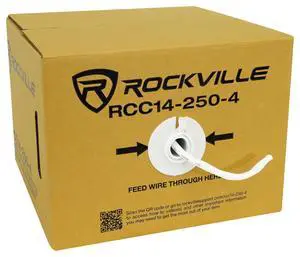 RCC14-250-4 CL2 14 AWG 250' 4 Conductor CCA Speaker Wire | 70V/100V/8 Ohm Compatible, 30% Copper/70% Aluminum, Color-Coded PVC Jacket, Home and Commercial Use RCC14-250-4 CL2 14 AWG 250' 4 Conductor CCA Speaker Wire | 70V/100V/8 Ohm Compatible, 30% Copper/70% Aluminum, Color-Coded PVC Jacket, Home and Commercial Use