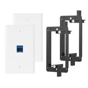 1 Port Ethernet Wall Plate (UL Listed), Cat6 Female to Female Wall Jack, Keystone Wall Plate with Blue RJ45 Keystone Inline Coupler and Low Voltage Mounting Bracket, White (2-Pack) 1 Port Ethernet Wall Plate (UL Listed), Cat6 Female to Female Wall Jack, Keystone Wall Plate with Blue RJ45 Keystone Inline Coupler and Low Voltage Mounting Bracket, White (2-Pack)