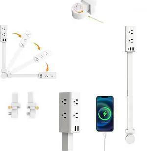 Electrical Outlet Extender Stick, 360° Swivel Socket Expander, Multi Plug Strip with 6 Outlets & 3 USB Charging Ports, Suitable for Behind Couches, Nightstands, Desks and More Electrical Outlet Extender Stick, 360° Swivel Socket Expander, Multi Plug Strip with 6 Outlets & 3 USB Charging Ports, Suitable for Behind Couches, Nightstands, Desks and More