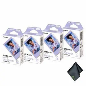 INSTAX MINI Soft Lavender Film 40 Exposures Bundle | For Instant Photos, Scrapbooks & Sharing | Includes Cleaning Cloth INSTAX MINI Soft Lavender Film 40 Exposures Bundle | For Instant Photos, Scrapbooks & Sharing | Includes Cleaning Cloth