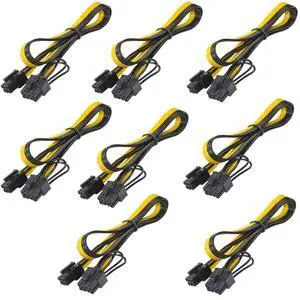 8-Pack 6 Pin Male to 8 Pin (6+2) Male GPU PCI-e PCIE Power Cable PCI Express Extension Cable BTC Bitcoin Mining Motherboard Graphics Video Card Splitter Hub Adapter, 20-inch 8-Pack 6 Pin Male to 8 Pin (6+2) Male GPU PCI-e PCIE Power Cable PCI Express Extension Cable BTC Bitcoin Mining Motherboard Graphics Video Card Splitter Hub Adapter, 20-inch