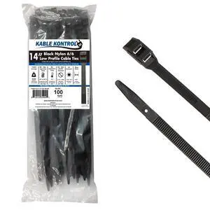 Low-Profile Cable Ties 14 Inch 100 Pcs, 120 Lbs Test - Black | Double Locking Cable Ties UL Listed Inline Zip Ties - Chemical, UV & Abrasion Resistant Ties for Automotive & Medical Use Low-Profile Cable Ties 14 Inch 100 Pcs, 120 Lbs Test - Black | Double Locking Cable Ties UL Listed Inline Zip Ties - Chemical, UV & Abrasion Resistant Ties for Automotive & Medical Use
