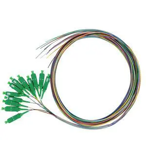 12 Fiber SC Angled Physical Contact OS2 Singlemode PVC (LSZH) 0.9mm, 12 Color Fiber Optic Pigtail Fusion and Mechanical Splice Singlemode 9/125 900um Tight Buffer, 2m 12 Fiber SC Angled Physical Contact OS2 Singlemode PVC (LSZH) 0.9mm, 12 Color Fiber Optic Pigtail Fusion and Mechanical Splice Singlemode 9/125 900um Tight Buffer, 2m