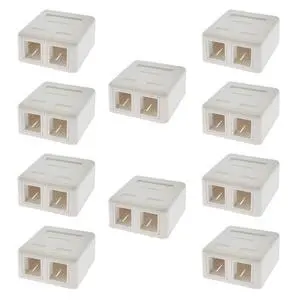 Keystone Jack Surface Mount Box White, Biscuit for RJ45, RJ11, RJ12 Keystone Jacks, UL Listed, RoHs Compliant (10-Pack, 2-Port) Keystone Jack Surface Mount Box White, Biscuit for RJ45, RJ11, RJ12 Keystone Jacks, UL Listed, RoHs Compliant (10-Pack, 2-Port)