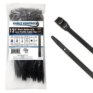 Low-Profile Cable Ties 12 Inch 100 Pcs, 120 Lbs Test Black | Double Locking Cable Ties UL Listed Inline Zip Ties - Chemical, UV & Abrasion Resistant Ties for Automotive & Medical Use Low-Profile Cable Ties 12 Inch 100 Pcs, 120 Lbs Test Black | Double Locking Cable Ties UL Listed Inline Zip Ties - Chemical, UV & Abrasion Resistant Ties for Automotive & Medical Use