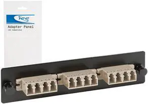 LC-LC Fiber Optic Adapter Panel, LGX Compatible, 12 Fibers, Multimode, Beige 94V-0 Adapters, Push Fasteners, Black Steel LC-LC Fiber Optic Adapter Panel, LGX Compatible, 12 Fibers, Multimode, Beige 94V-0 Adapters, Push Fasteners, Black Steel