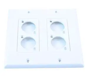 MyCableMart Wallplate: 2 Gang / 4 Hole D-Series/Neutrik Connector Plate, PVC White MyCableMart Wallplate: 2 Gang / 4 Hole D-Series/Neutrik Connector Plate, PVC White