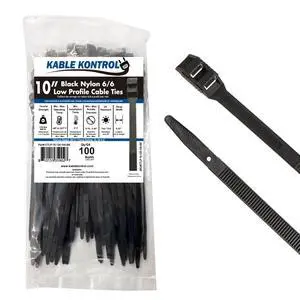 Low-Profile Cable Ties 10 Inch 100 Pcs, 120 Lbs Test - Black | Double Locking Cable Ties UL Listed Inline Zip Ties - Chemical, UV & Abrasion Resistant Ties for Automotive & Medical Use Low-Profile Cable Ties 10 Inch 100 Pcs, 120 Lbs Test - Black | Double Locking Cable Ties UL Listed Inline Zip Ties - Chemical, UV & Abrasion Resistant Ties for Automotive & Medical Use
