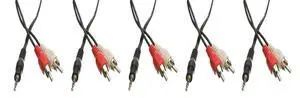 3.5mm Stereo Male to Dual RCA Male (Right and Left) RCA Audio Cable, 25 Foot - 5-Pack 3.5mm Stereo Male to Dual RCA Male (Right and Left) RCA Audio Cable, 25 Foot - 5-Pack