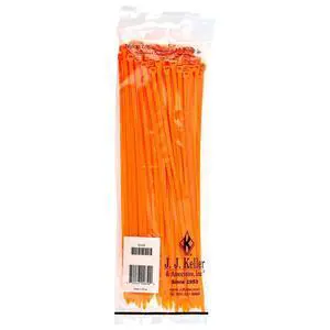 J. J. Keller 11 Inch Zip Ties, Neon Orange, 100 Pack, 50 lbs. Break Strength, Standard-Duty Nylon Zip Ties J. J. Keller 11 Inch Zip Ties, Neon Orange, 100 Pack, 50 lbs. Break Strength, Standard-Duty Nylon Zip Ties
