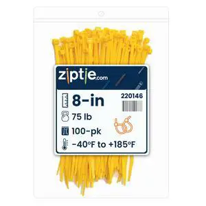 8-Inch Hi-Vis Yellow Nylon Multi-Purpose Zip Ties - 75-lb Tensile Strength Cord Management - UL 21S Listed Tie Wraps - Indoor Multi-Purpose (100-Pack) 8-Inch Hi-Vis Yellow Nylon Multi-Purpose Zip Ties - 75-lb Tensile Strength Cord Management - UL 21S Listed Tie Wraps - Indoor Multi-Purpose (100-Pack)