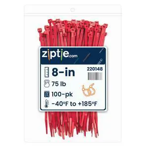 8-Inch Red Nylon Multi-Purpose Zip Ties - 75-lb Tensile Strength Cord Management - UL 21S Listed Tie Wraps - Indoor Multi-Purpose (100-Pack) 8-Inch Red Nylon Multi-Purpose Zip Ties - 75-lb Tensile Strength Cord Management - UL 21S Listed Tie Wraps - Indoor Multi-Purpose (100-Pack)