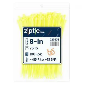 8-Inch Fluorescent Yellow Nylon Multi-Purpose Zip Ties - 75-lb Tensile Strength Cord Management - UL 21S Listed Tie Wraps - Indoor Multi-Purpose (100-Pack) 8-Inch Fluorescent Yellow Nylon Multi-Purpose Zip Ties - 75-lb Tensile Strength Cord Management - UL 21S Listed Tie Wraps - Indoor Multi-Purpose (100-Pack)
