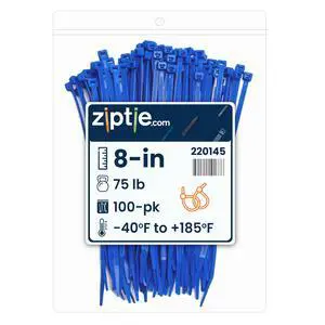 8-Inch Blue Nylon Multi-Purpose Zip Ties - 75-lb Tensile Strength Cord Management - UL 21S Listed Tie Wraps - Indoor Multi-Purpose (100-Pack) 8-Inch Blue Nylon Multi-Purpose Zip Ties - 75-lb Tensile Strength Cord Management - UL 21S Listed Tie Wraps - Indoor Multi-Purpose (100-Pack)