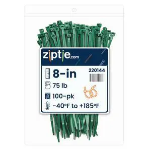 8-Inch Dark Green Nylon Multi-Purpose Zip Ties - 75-lb Tensile Strength Cord Management - UL 21S Listed Tie Wraps - Indoor Multi-Purpose (100-Pack) 8-Inch Dark Green Nylon Multi-Purpose Zip Ties - 75-lb Tensile Strength Cord Management - UL 21S Listed Tie Wraps - Indoor Multi-Purpose (100-Pack)