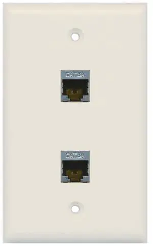 CAT 6A Shielded 2 Port Wall Plate Single Gang - Light Almond CAT 6A Shielded 2 Port Wall Plate Single Gang - Light Almond