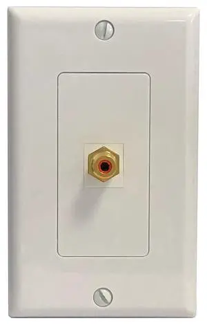1 RCA Red to F-Type Coax Subwoofer Wall Plate Decorative White 1 RCA Red to F-Type Coax Subwoofer Wall Plate Decorative White