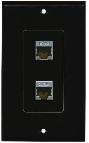 CAT 6A 2 Port Shielded Cat6a Wall Plate 1 Gang Decorative - Black CAT 6A 2 Port Shielded Cat6a Wall Plate 1 Gang Decorative - Black