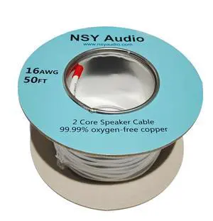 16-Gauge, 50 Feet OFC Speaker Wire, 99.9% Pure Copper Cable | CL2 Rated In-Wall Braided Cord for Home Theater, Car Stereo and Subwoofer, Easy Strip with Clear Polarity Marks 16-Gauge, 50 Feet OFC Speaker Wire, 99.9% Pure Copper Cable | CL2 Rated In-Wall Braided Cord for Home Theater, Car Stereo and Subwoofer, Easy Strip with Clear Polarity Marks