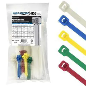 Zip Tie Kit 650 Pcs Assorted Length 4+8+11 Inch, Multicolor | Multi Pack Cable Tie Wraps, Nylon Wire Ties Variety Pack Sizes for Indoor Cable Management Zip Tie Kit 650 Pcs Assorted Length 4+8+11 Inch, Multicolor | Multi Pack Cable Tie Wraps, Nylon Wire Ties Variety Pack Sizes for Indoor Cable Management