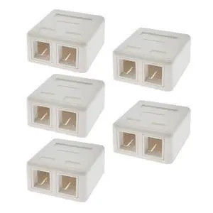 Keystone Jack Surface Mount Box White, Biscuit for RJ45, RJ11, RJ12 Keystone Jacks, UL Listed, RoHs Compliant (5-Pack, 2-Port) Keystone Jack Surface Mount Box White, Biscuit for RJ45, RJ11, RJ12 Keystone Jacks, UL Listed, RoHs Compliant (5-Pack, 2-Port)