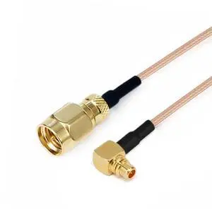 RF Coaxial Cable Assembly, SMA Male to MMCX Male Right Angle, RG178 Flexible, DC-3GHz (1000 mm) RF Coaxial Cable Assembly, SMA Male to MMCX Male Right Angle, RG178 Flexible, DC-3GHz (1000 mm)