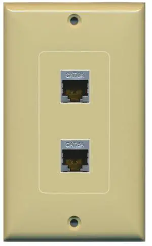 CAT 6A 2 Port Shielded Cat6a Wall Plate 1 Gang Decorative - Ivory CAT 6A 2 Port Shielded Cat6a Wall Plate 1 Gang Decorative - Ivory