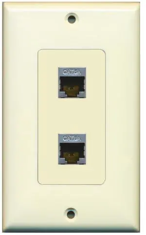 CAT 6A 2 Port Shielded Cat6a Wall Plate 1 Gang Decorative - Light Almond CAT 6A 2 Port Shielded Cat6a Wall Plate 1 Gang Decorative - Light Almond