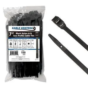 Low-Profile Cable Ties 7 Inch 100 Pcs, 88 Lbs Test - Black | Double Locking Cable Ties UL Listed Inline Zip Ties - Chemical, UV & Abrasion Resistant Ties for Automotive & Medical Use Low-Profile Cable Ties 7 Inch 100 Pcs, 88 Lbs Test - Black | Double Locking Cable Ties UL Listed Inline Zip Ties - Chemical, UV & Abrasion Resistant Ties for Automotive & Medical Use