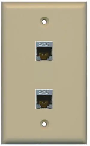 CAT 6A Shielded 2 Port Wall Plate Single Gang - Ivory CAT 6A Shielded 2 Port Wall Plate Single Gang - Ivory