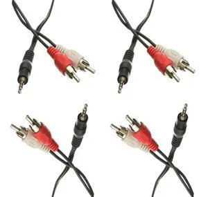 CNE454707 3.5mm Stereo Male to Dual RCA Male (Right and Left) RCA Audio Cable, 25 Foot - 4-Pack CNE454707 3.5mm Stereo Male to Dual RCA Male (Right and Left) RCA Audio Cable, 25 Foot - 4-Pack