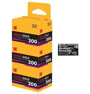 Kodak Eastman Gold 200 Color Negative Film (35mm Roll Film, 36 Exposures) - 3-Pack with Microfiber Cleaning Cloth Kodak Eastman Gold 200 Color Negative Film (35mm Roll Film, 36 Exposures) - 3-Pack with Microfiber Cleaning Cloth
