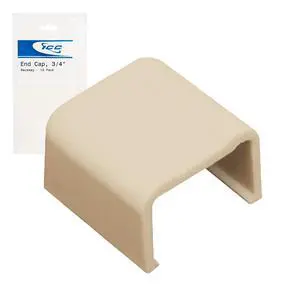 Raceway End Cap, Wire Organizer and Cable Management Fitting, Cord Cover for Wall & Floor, 3/4", Pack of 10, Ivory Raceway End Cap, Wire Organizer and Cable Management Fitting, Cord Cover for Wall & Floor, 3/4", Pack of 10, Ivory