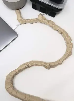 Straw Tan Lamp Cord Cover Thin-Style Faux Silk 9 ft Long Straw Tan Lamp Cord Cover Thin-Style Faux Silk 9 ft Long